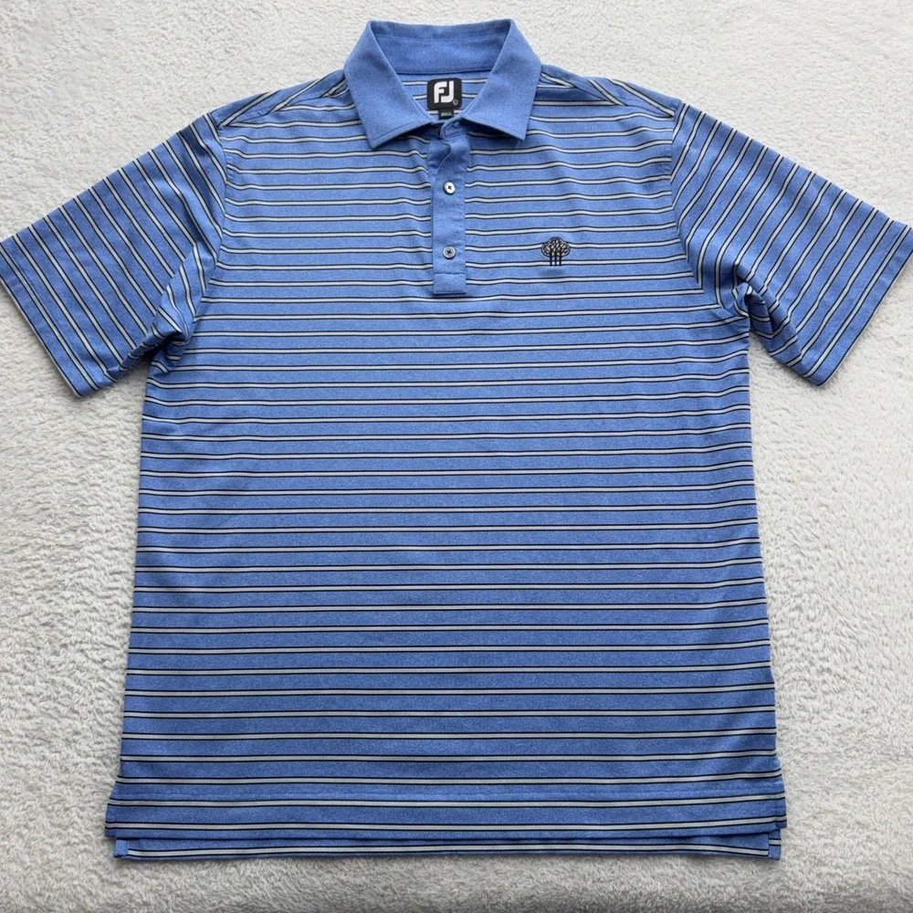 FootJoy Mens Blue Striped ProDry Performance Golf Polo Shirt Size L
